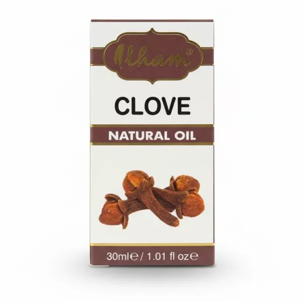 Box packaging of Ilham Clove Natural Oil front view
