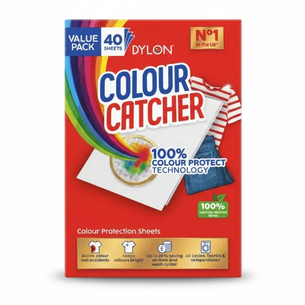 Box of Dylon Colour Catcher colour protection sheets, value pack with 40 sheets