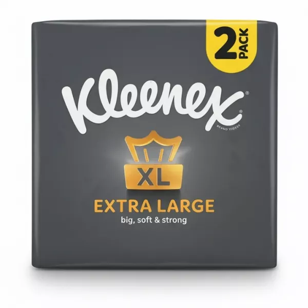 Kleenex Extra Large tissue 2 pack front packaging