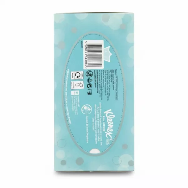 Back of Kleenex Easy Breathe tissue box showing product details and barcode