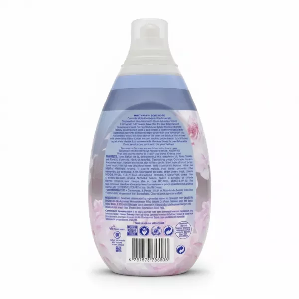 Back view of Comfort Pure fabric conditioner bottle with ingredient and usage info
