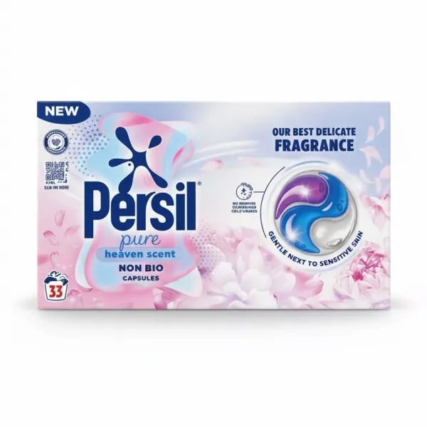 Box of Persil Pure Heaven Scent Non Bio Laundry Capsules front view