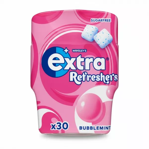 Wrigley's Extra Refreshers Bubblemint sugarfree chewing gum pack - front view