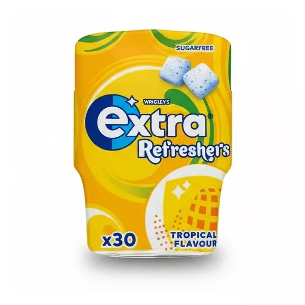 Wrigley's Extra Refreshers Tropical Sugarfree Gum pack front view