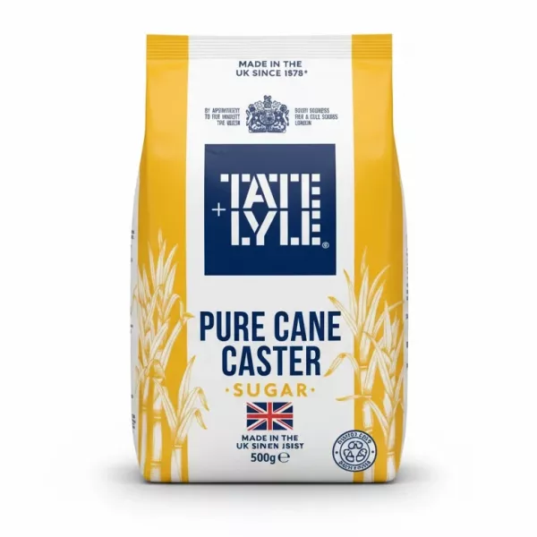 Tate & Lyle Pure Cane Caster Sugar 500g front packaging