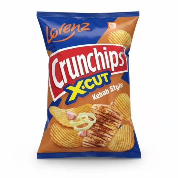 Lorenz Crunchips X-Cut Kebab Style potato chips bag front