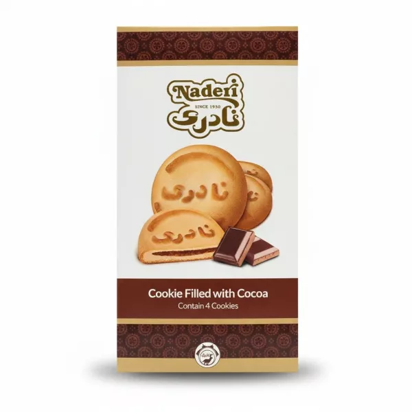 Box of Naderi cookies filled with cocoa