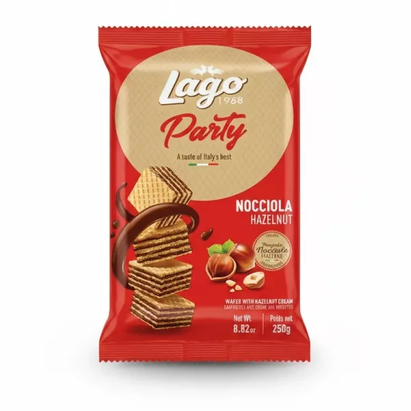 Lago Party hazelnut cream wafers front packaging