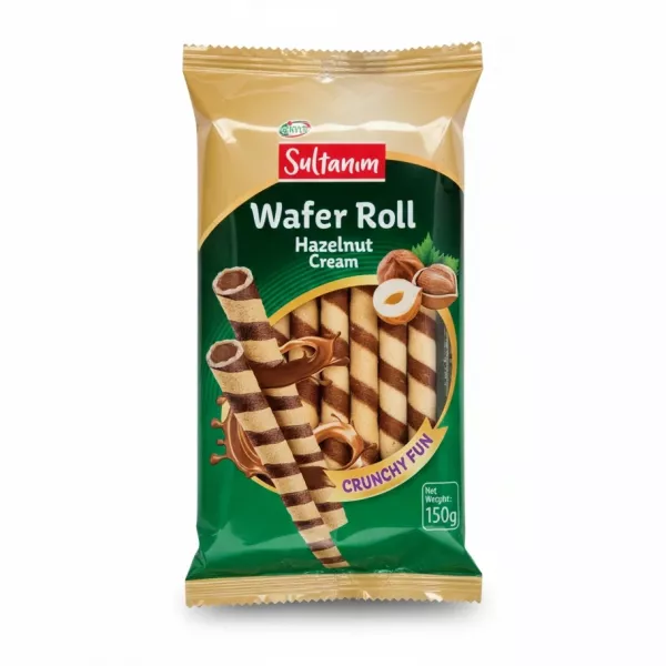 Pack of Gima Sultanum Wafer Rolls Hazelnut Cream flavour
