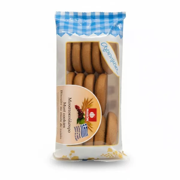 Pack of Fedon Must Cookies with raisin flavour in transparent packaging on a white background