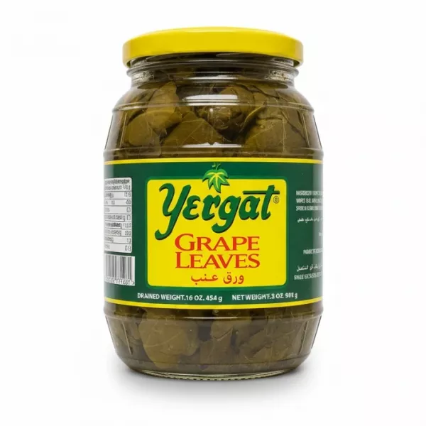 Jar of Yergat grape leaves with yellow lid