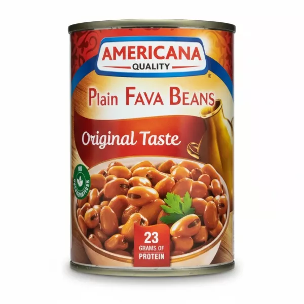 Americana Quality Plain Fava Beans can front view showing beans and label