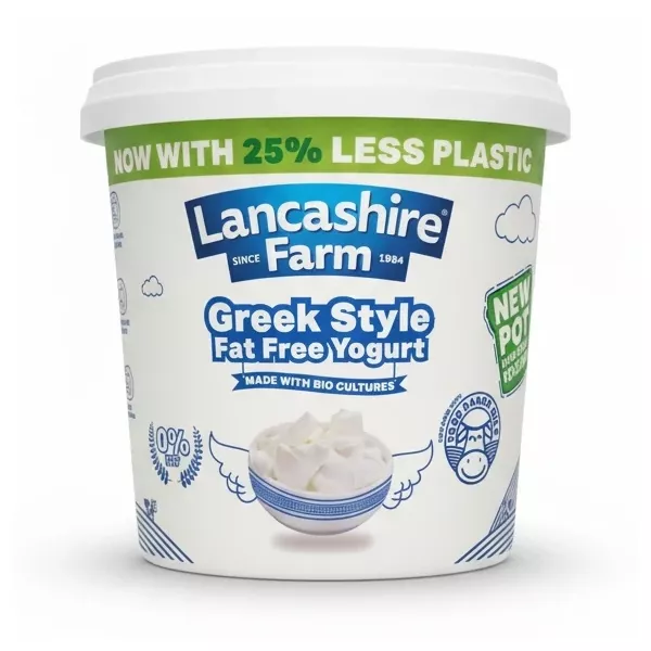 Lancashire Farm Greek Style Fat Free Yogurt 1kg pot front view