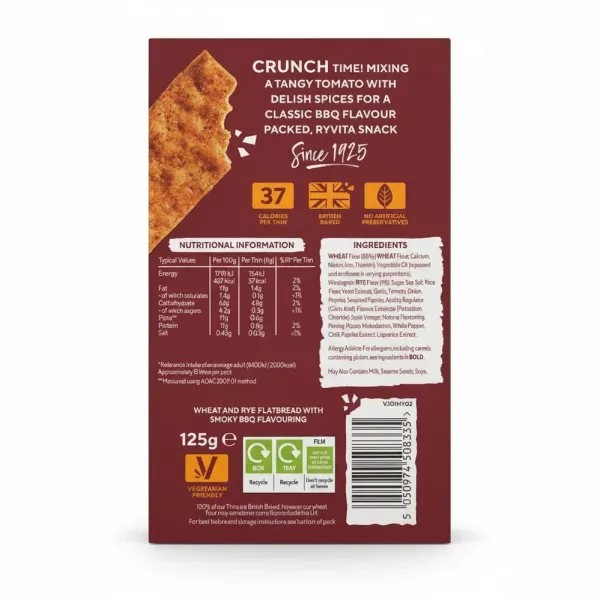 Nutritional and ingredient information on box back