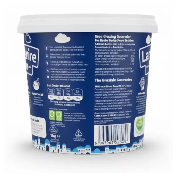 Lancashire Farm Greek Style Yogurt 1kg container back view with description