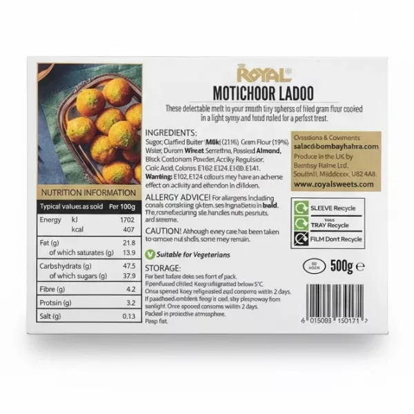 Back label with ingredients and nutritional information