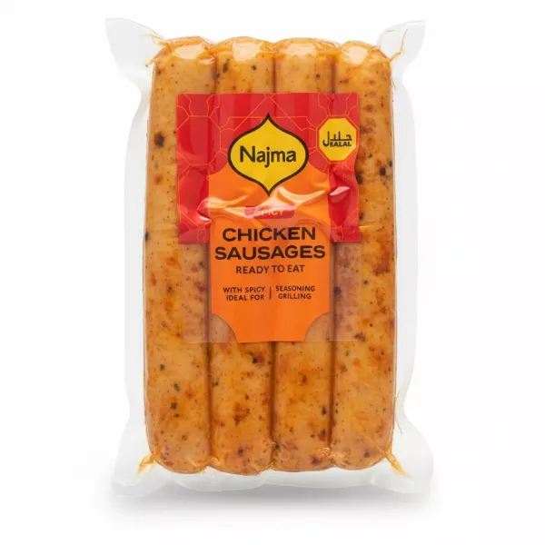 Vacuum-packed spicy chicken sausages by Najma