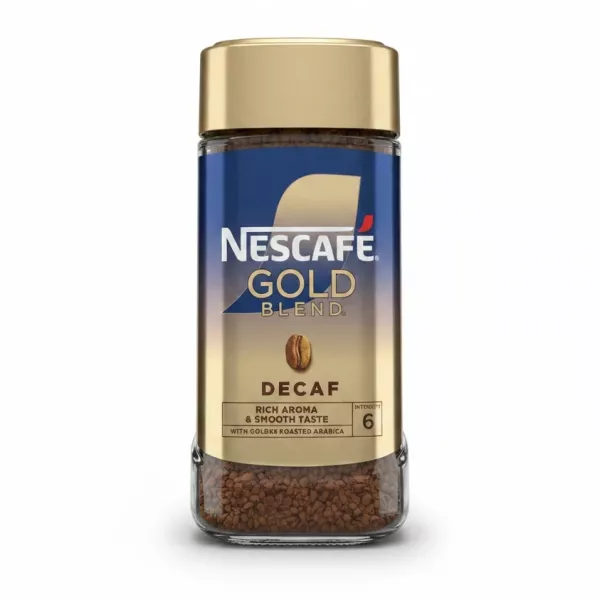 Nescafé Gold Blend Decaf instant coffee jar front view