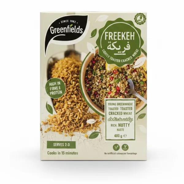 Greenfields Freekeh Lightly Toasted Cracked Wheat front packaging