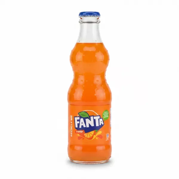 Glass bottle of Fanta orange soda