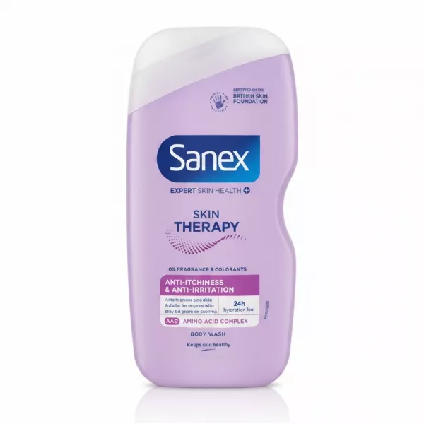 Sanex Skin Therapy anti-itchness body wash bottle front view