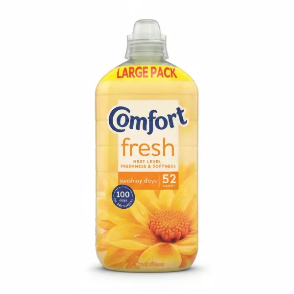 Front view of Comfort Fresh Fabric Conditioner Sunny Days large bottle