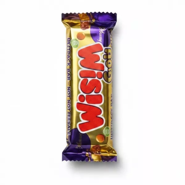 Cadbury Wispa Gold chocolate bar wrapped in golden foil with red and purple branding