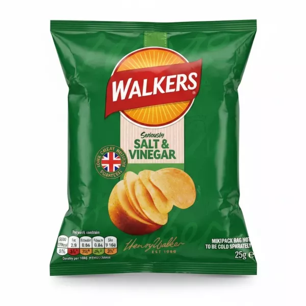 Walkers Seriously Salt & Vinegar Crisps front packaging