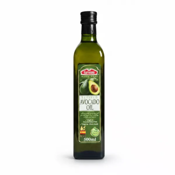 Garusana refined avocado oil 500ml bottle front label