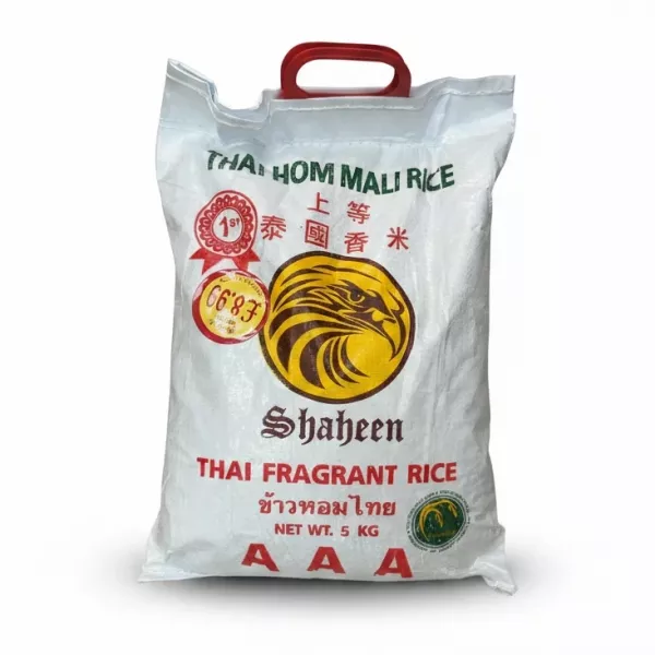 Shaheen Thai Hom Mali Rice 5kg bag front view