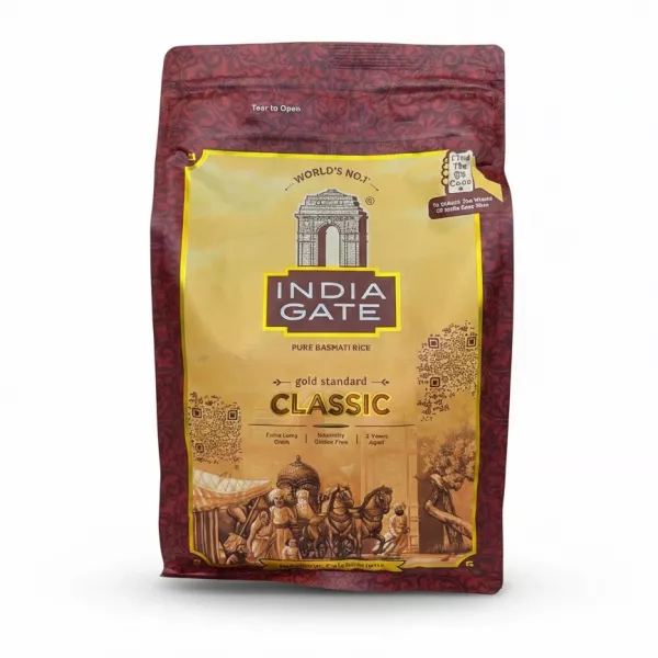 India Gate Classic Pure Basmati Rice packaging front