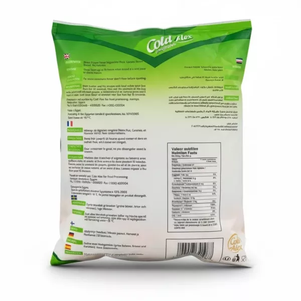 Cold Alex Frozen Mixed Vegetables pack back with ingredient and nutrition info