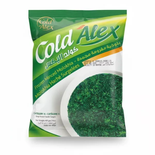 Cold Alex Frozen Minced Molokhia front packaging