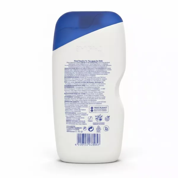 Sanex Expert Skin Health Kids Head to Toe Wash back bottle with ingredients and usage information