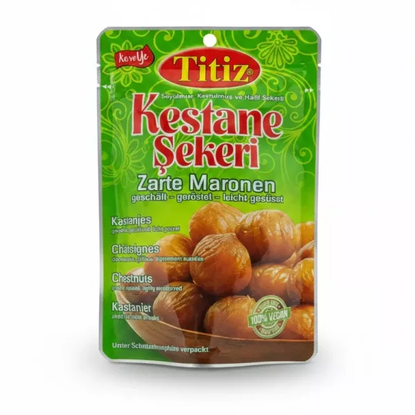 Titiz brand roasted chestnuts pouch front view