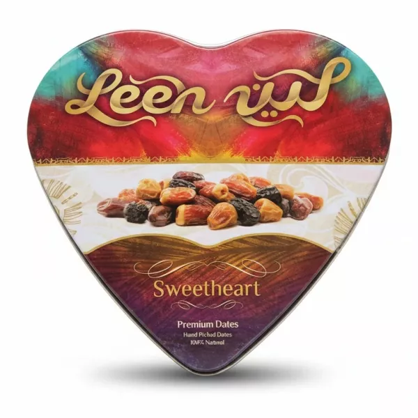 Leen Sweetheart Premium Dates heart-shaped tin closed