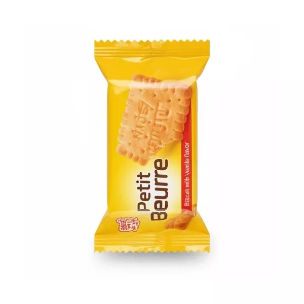 Packet of Petit Beurre biscuits vanilla flavour with yellow packaging