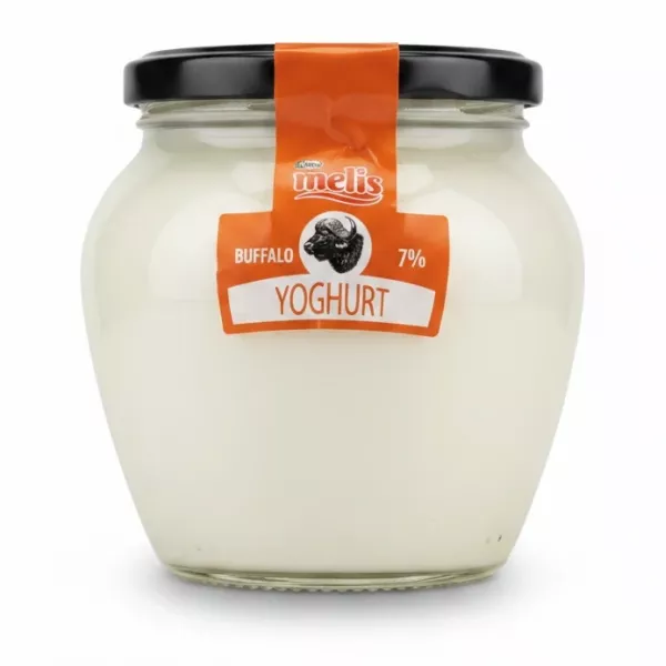 Jar of Melis buffalo yoghurt with orange label