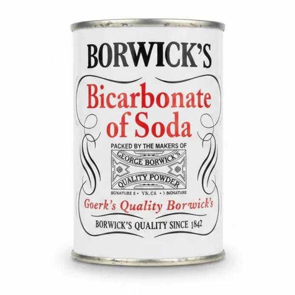 Borwick's Bicarbonate of Soda metal tin front label