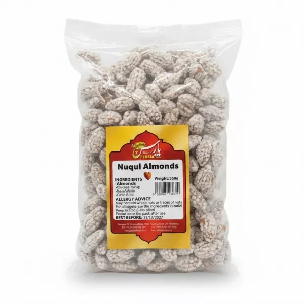front view of Persia Food Nuqul Almonds pack