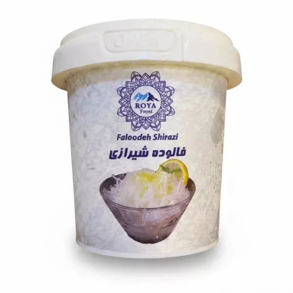Roya Frost Faloodeh Shirazi in white tub with saffron and rose water flavor