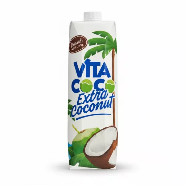 Vita Coco Extra Coconut water 1 litre carton, front view on a white background