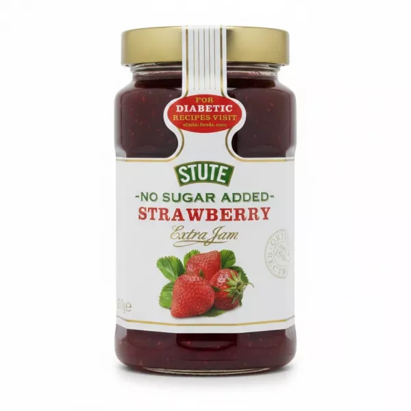 Jar of Stute No Sugar Added Strawberry Extra Jam