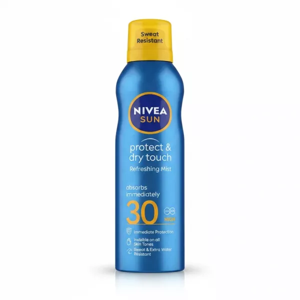 Nivea Sun Protect & Dry Touch SPF30 Mist bottle front view