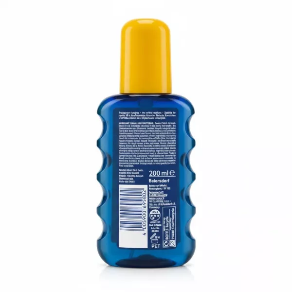 Back of Nivea Sun Protect & Dry Touch SPF 30 showing ingredients and barcode