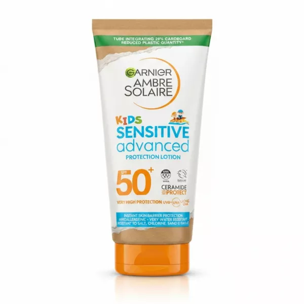 Garnier Ambre Solaire Kids Sensitive SPF 50+ sun protection lotion front