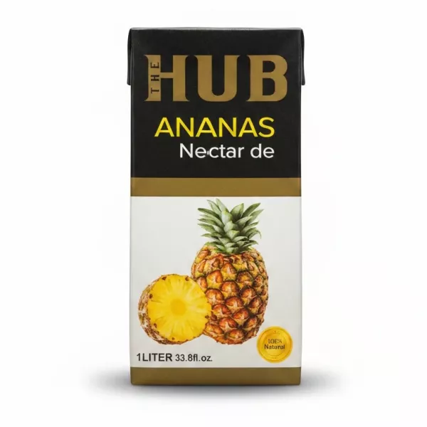 The HUB Pineapple Nectar carton front view