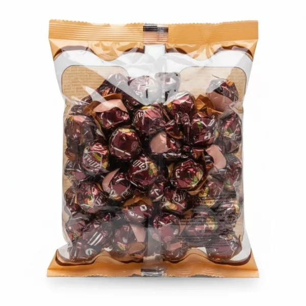 Back view of Elvan Truffle chocolates bag showing contents