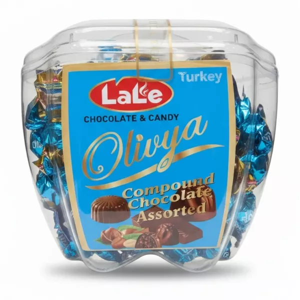 Lale Olivya Compound Chocolate Assorted container with blue label