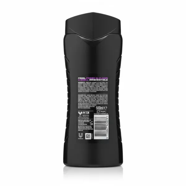 Lynx Excite 3-in-1 Body Wash back label showing ingredients and details